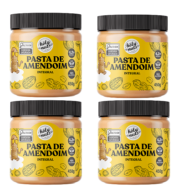 Combo: PASTA DE AMENDOIM INTEGRAL HOLY - 4 UNIDADES DE 450g