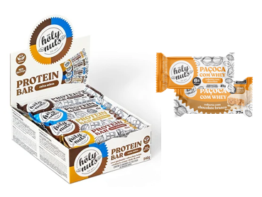 COMBO: CX MISTA BARRINHA VEGANA + 1 PAÇOQUINHA COM WHEY + 1 PAÇOQUINHA COM WHEY CHOC BRANCO