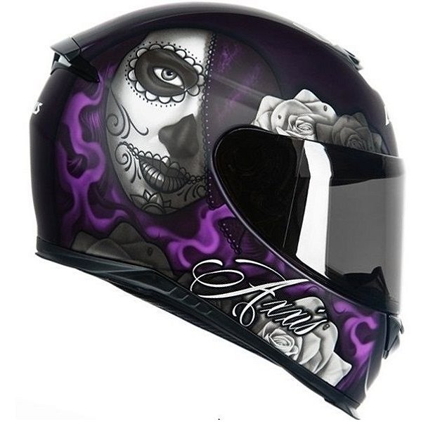 Capacete Axxis Eagle Lady Catrina Roxo
