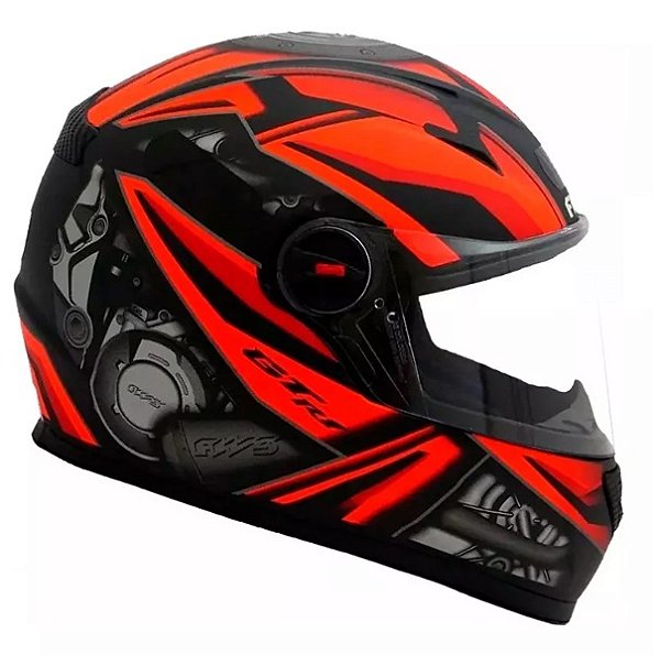 Capacete Fw3 Gtx R1 com Oculos PretoFosco/Vermelho