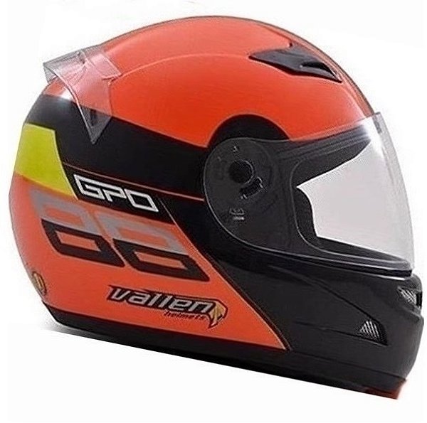 Capacete Gow Vallen GPO Preto/Laranja