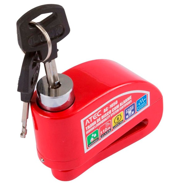 TRAVA DE DISCO ATEC COM ALARME VERMELHA