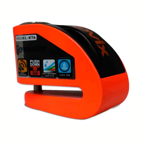 Trava Disco KT6 Kovix Laranja - Com Alarme