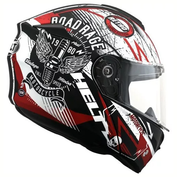 Capacete Helt New Hippo Retro PretoFosco-Vermelho