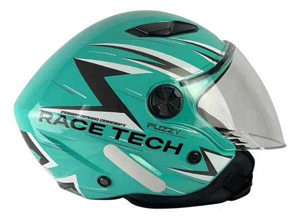 CAPACETE RACE TECH FUZZY VERDE AGUA / BRANCO