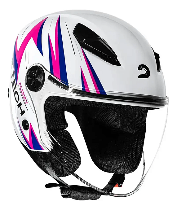 CAPACETE RACE TECH FUZZY BRANCO/ROSA