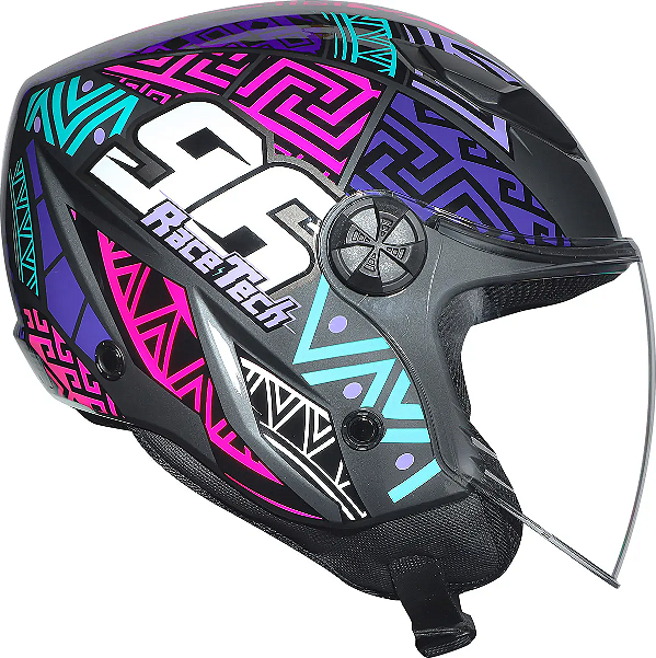 CAPACETE RACE TECH PLAY ART ROSA/ROXO