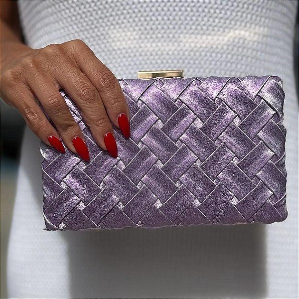 CLUTCH CETIM TRANÇADO FRENTE E VERSO LILÁS