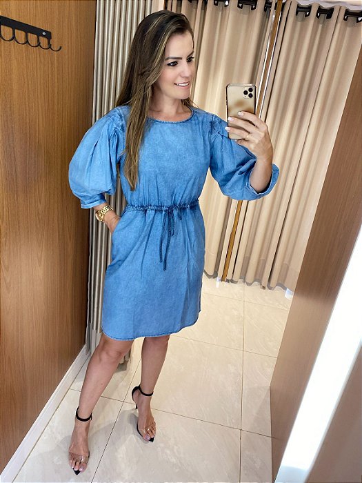 Vestido Jeans Curto - VITALI FEMININA Vestido Jeans Curto - VITALI FEMININA