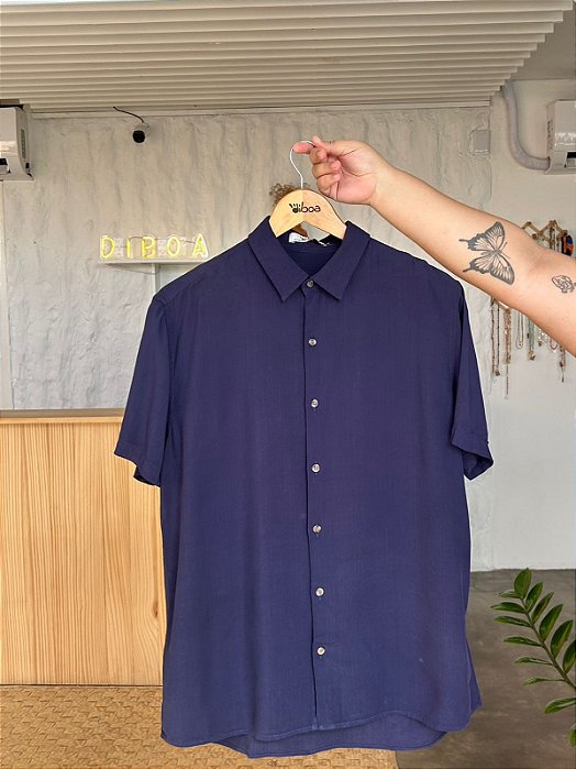 Camisa Viscose Azul Marinho Mar Noturno