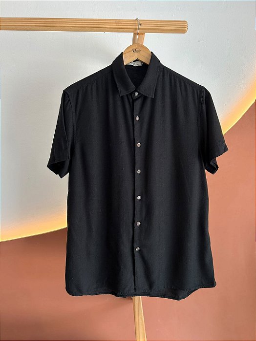 Camisa Linho Misto Preta