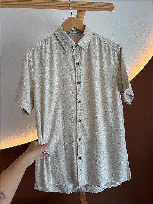 Camisa Linho Misto Areia Clara