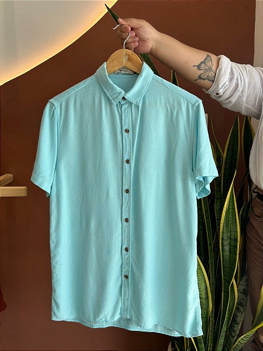 Camisa Linho Azul Piscina