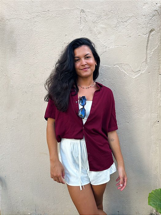 Camisa Viscose Vinho Jambo