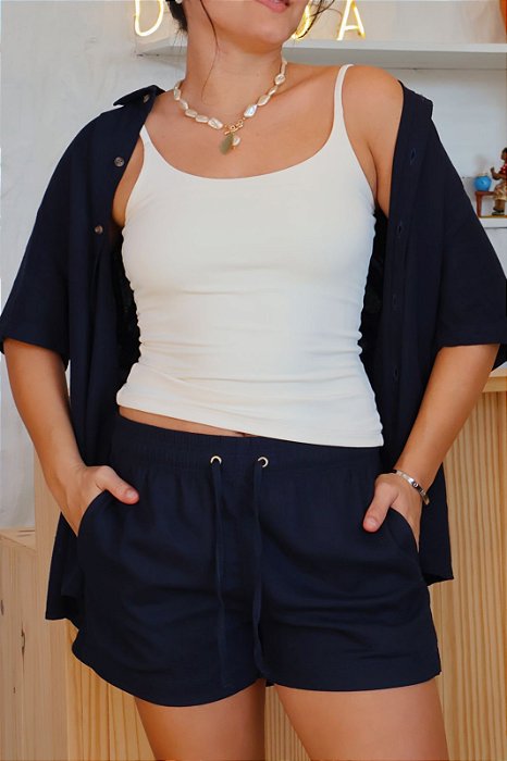 Short linho Curto Gostoso 2.0 - Azul Marinho