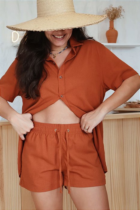 Short linho Gostoso 2.0 - Marrom Avelã