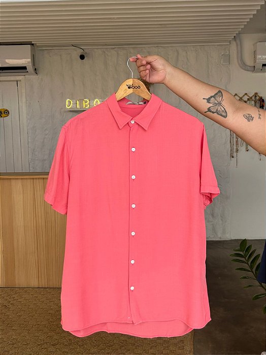 Camisa Viscose Rosa Goiaba