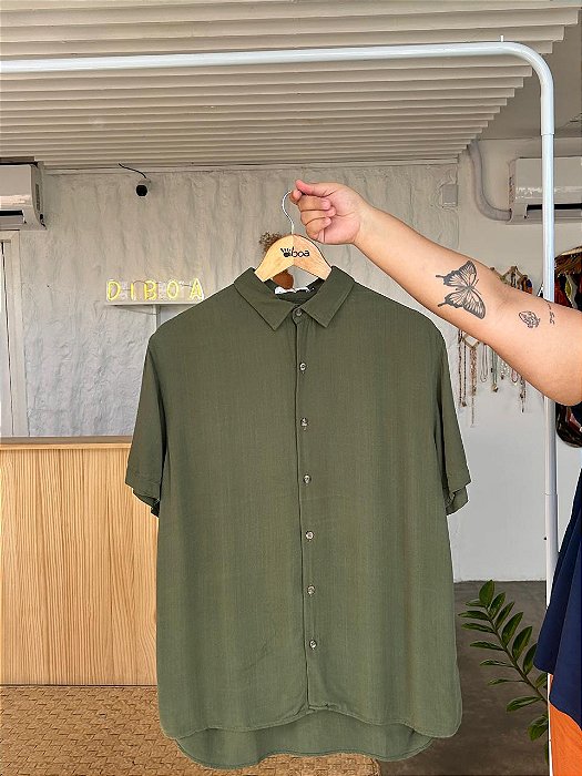 Camisa Viscose Verde Militar
