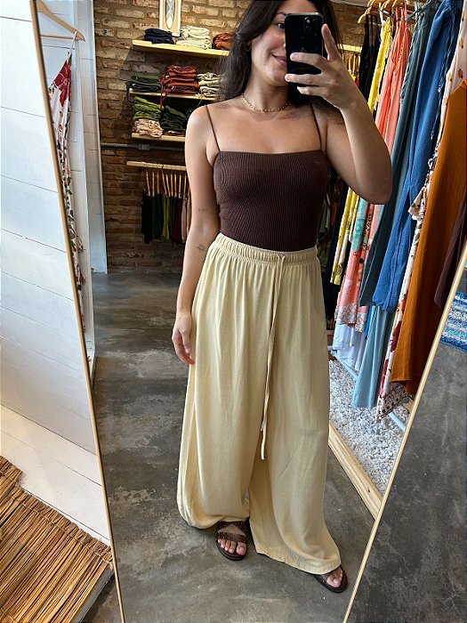 Calça Pantalona Viscolinho - Amarelinho