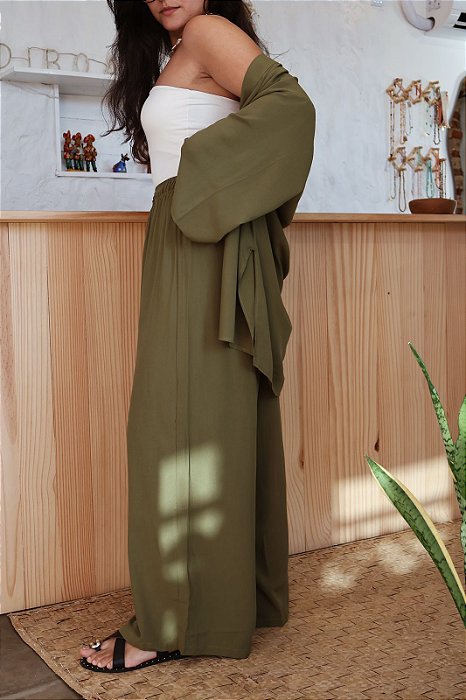 Calça Pantalona - Verde Musgo
