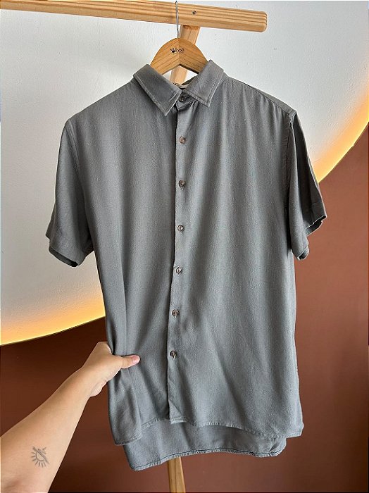 Camisa Linho Misto Cinza Grafite
