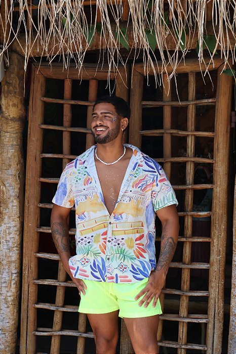 Camisa Texturizada Anarruga - Aquarela de Verão