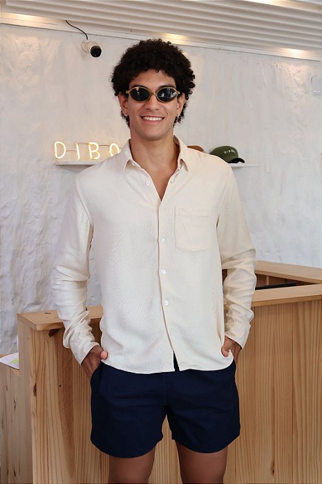 Camisa ML Texturizada Viscose Premium - Perolado