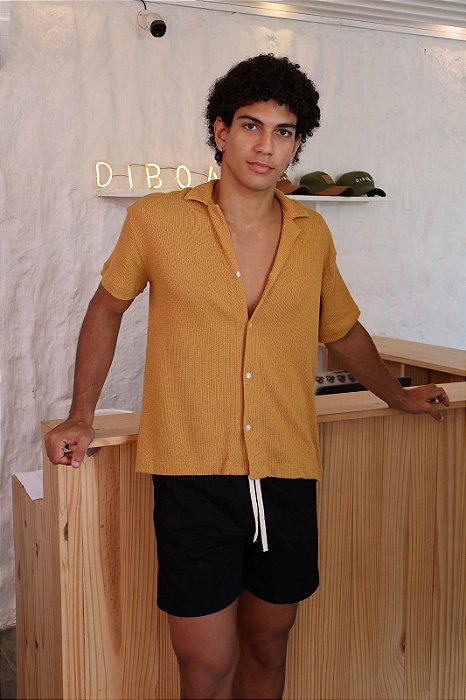 Camisa Texturizada Tricô Havana - Mostarda
