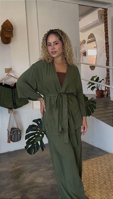 Kimono Viscose - Verde Militar