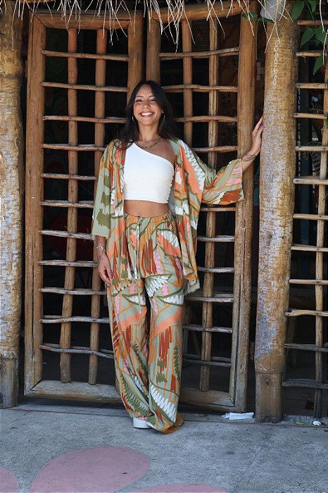 Calça Pantalona Viscose - Rabisco Tropical