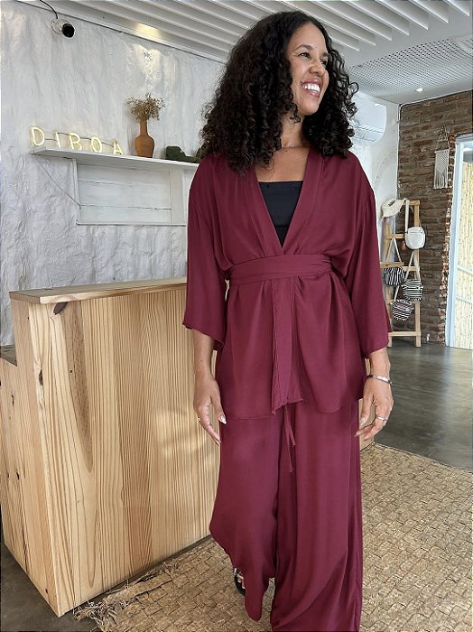 Kimono Viscose - Vinho Jambo
