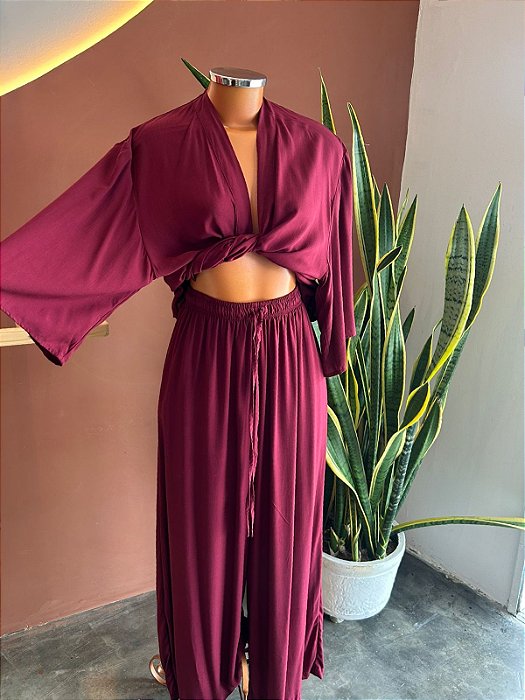 Calça Pantalona Viscose - Vinho Jambo