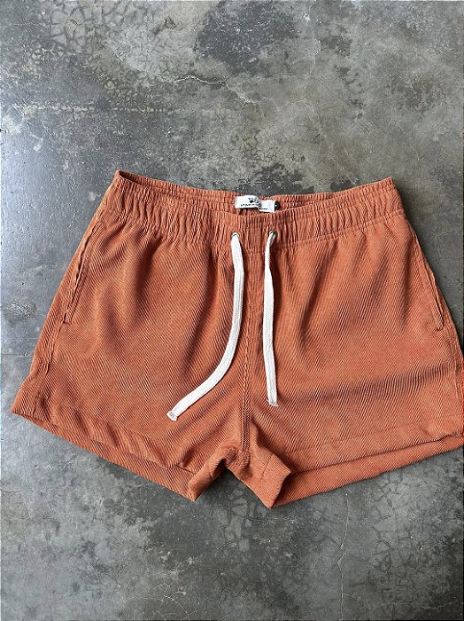 Short RETRÔ Veludo Cotelê - Laranja Telha