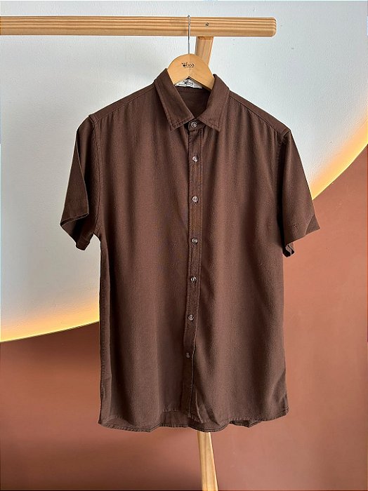 Camisa Linho Misto Marrom Café