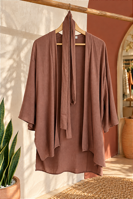 Kimono Viscose - Marrom chocolate