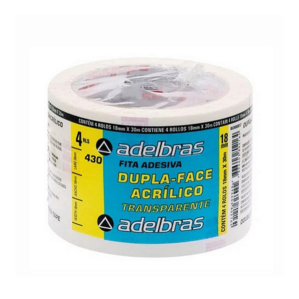 Fita Adesiva Fina Dupla Face Transparente 18x30