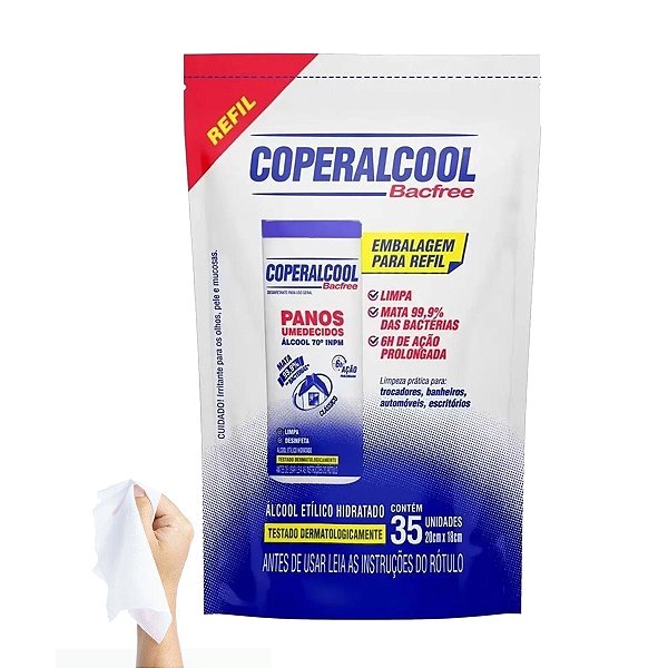 Pano Umedecido Coperalcool 70 INPM Refil 35 Lenços