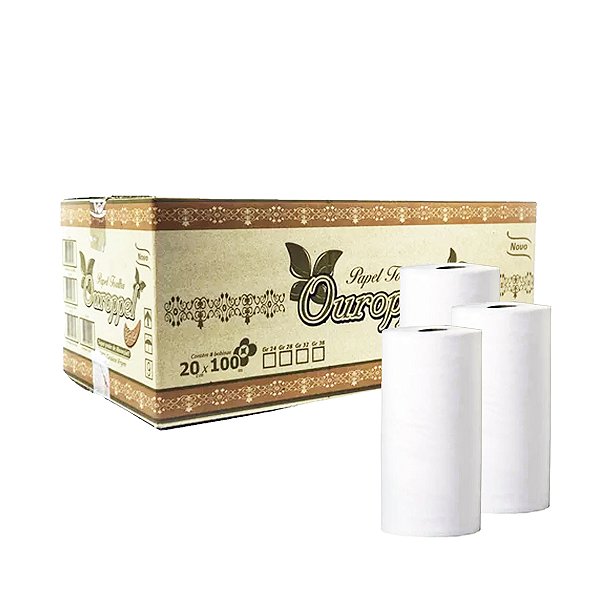 Papel Toalha Bobina 20x100m 100%celulose Ouroppel