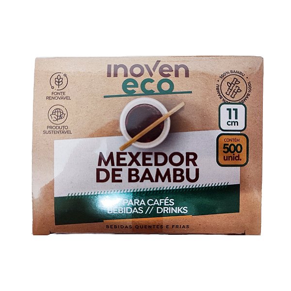 Mexedor Bambu Inoven Cafe Bebidas Drinks 11 Cm 500 Unidades