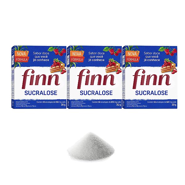 Adoçante Finn Pó Sucralose C 50 Envelopes Kit 3
