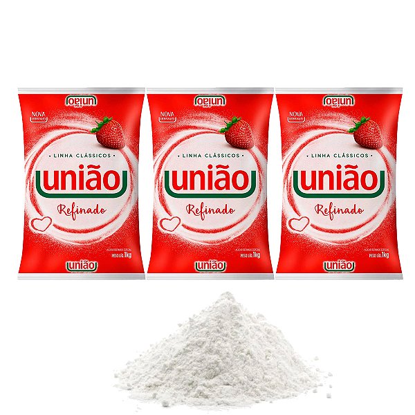 Açúcar Refinado União 1kg Kit 3