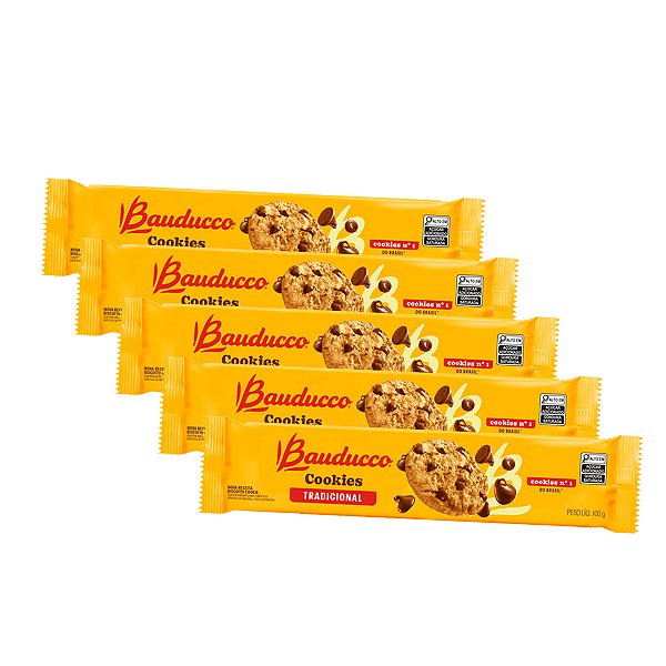 Biscoito Bauducco Cookies Tradicional Kit 5