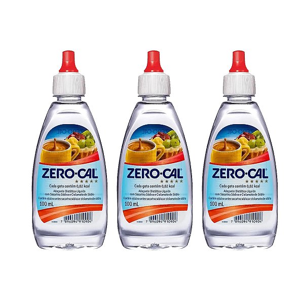 Adoçante Zero Cal Sacarina Liquido 100ml Kit 3