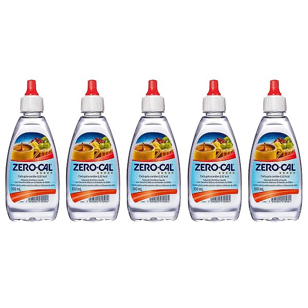 Adoçante Zero Cal Sacarina Liquido 100ml Kit 5