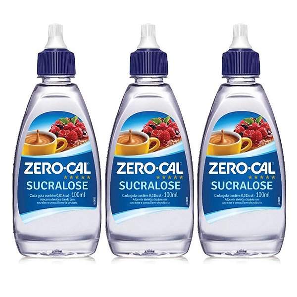 Adoçante Zero Cal Sucralose Liquido 100ml Kit 3