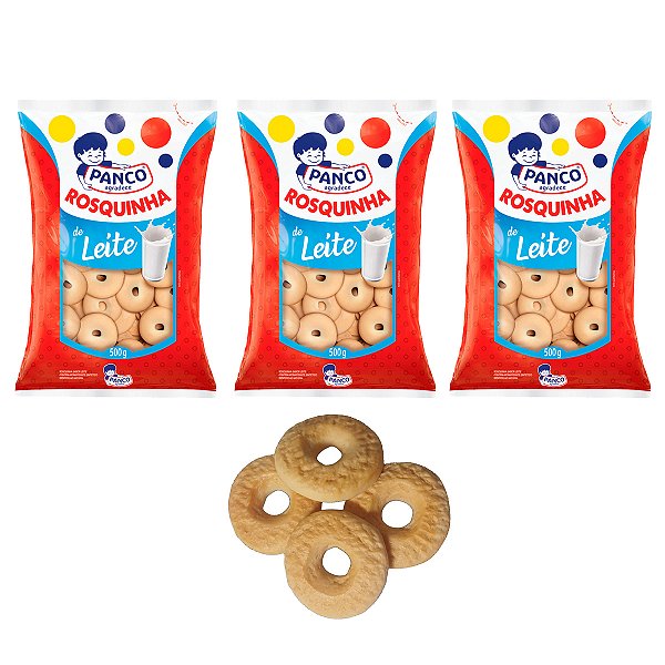Biscoito Rosquinha de Leite Panco 500 G Kit 3