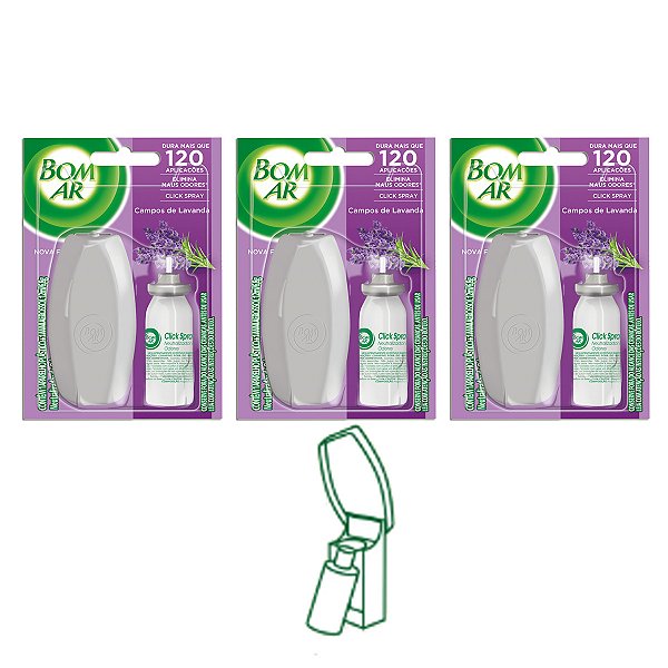 Bom Ar Click Spray Campos De Lavanda Kit 3