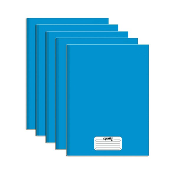 Caderno Brochura Capa Dura Azul 14x21 96 Folhas Kit 5