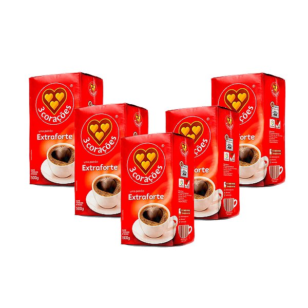 Café 3 corações Extra Forte Vácuo 500g Kit 5