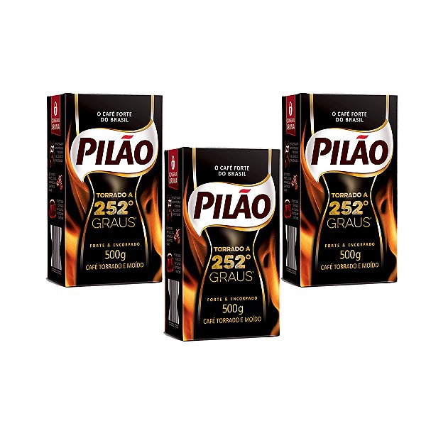 Café Pilão Torrado 252 Graus Vácuo 500g Kit 3